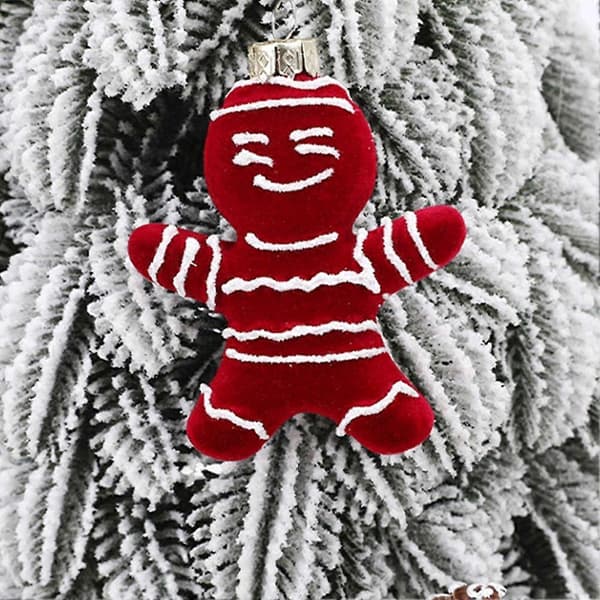 Sett med fløyelsbelagte julekuler (12 deler) lette og knusesikre 30x6 cm Red