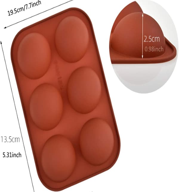 Stor 6-hulls silikonform for halvkule, silikonform for varm sjokoladebombe, bakeform