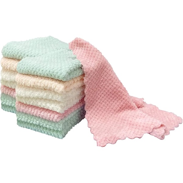 Disktrasor, tvättlappar, set, 15, mikrofiber, porslin, trasor, superabsorberande, korall, sammet, kök, handdukar, snabbtorkande, rena, tvättlapp