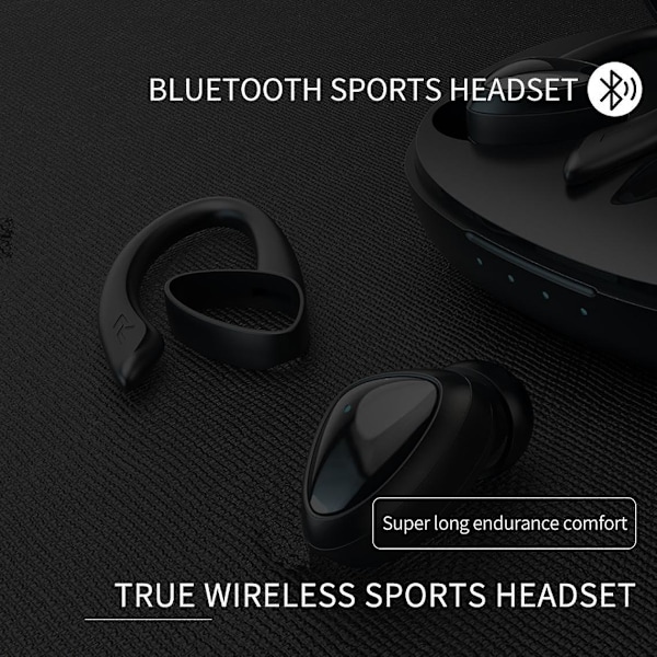 Bluetooth 5.0 ørepropper med ladeboks trådløse ørepropper 9d stereo sport vanntette ørepropper ørepropper med mikrofon(svart)