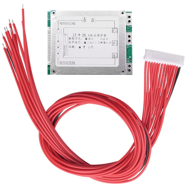 13S 48V 20A - Litiumcelle Batteribeskyttelses Bms Pcb-kort Beskyttelse Med Balance Til E-Bike Elec（Sølv Grøn）