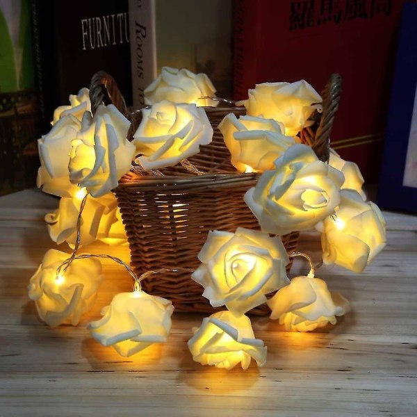 20 LED batteridriven sträng romantisk blomros Premium Fairy Light Lampa utomhus för alla hjärtans dag, bröllop, rum, trädgård, jul, uteplats, Fes