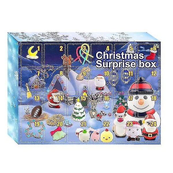 Julkalender med 24 antistressleksaker, blindbox, antistressleksak för barn, julklapp