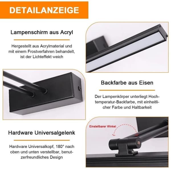 Spejllampe LED-spejlampe, 8W badeværelseslys hvid, spejlamper