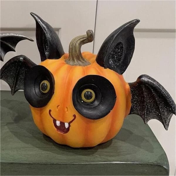Halloween-dekorasjon Gresskarstatue Søt Flaggermus Gresskarstatue Harpiksdekorasjon Scenedekorasjon