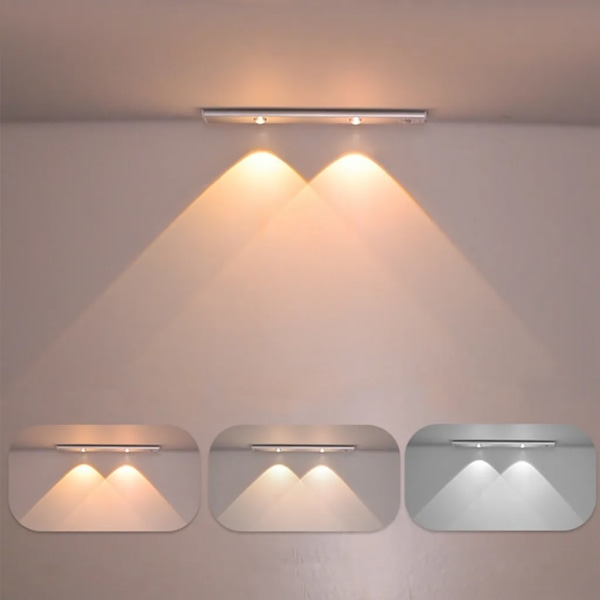 30cm LED-skåpsbelysning, USB-laddningsbart batteri nattljus skåpsbelysning, garderobsbelysning bottenstångsbelysning köksbelysning, självhäftande sensorbelysning