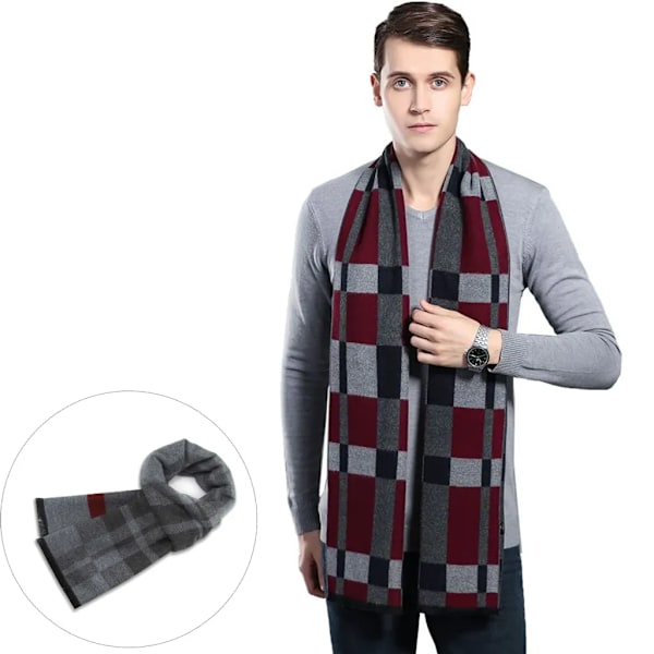 Halsduk Herr Stickad Halsduk Dam Varm Höst Vinter Halsduk, Herrhalsduk Basic Klassisk Modern Elegant Varm Lång Vinterhalsduk(4)