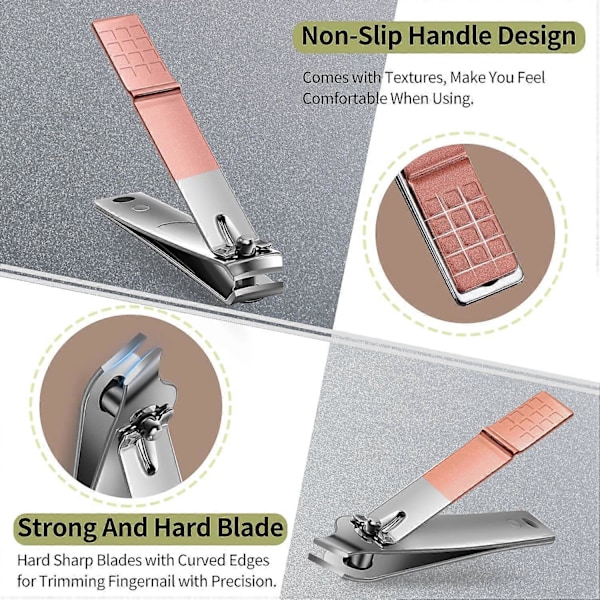 Nagelklipparset Manikyrset Professionellt Pedikyrset Nagelsaxar Grooming Kit med Läderresefodral - -