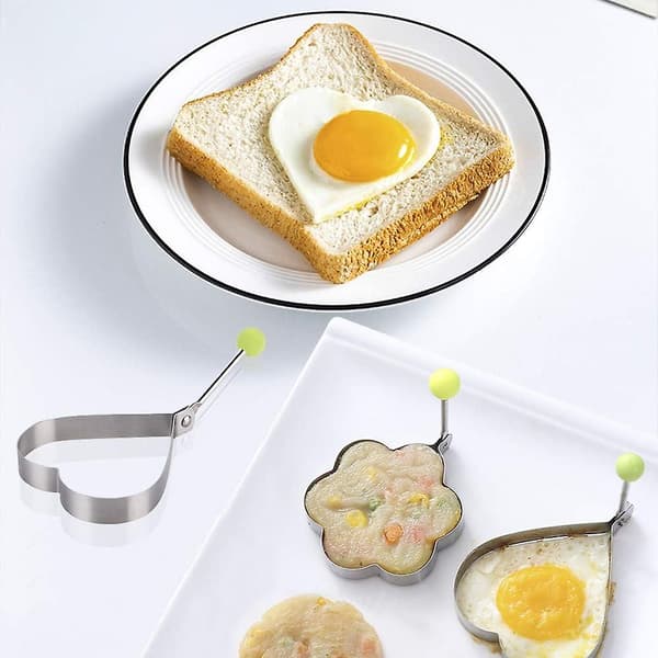 Kreativ fire former rustfritt stål stekt egg maker pannekakeform hjem DIY egg sandwich baking redskap