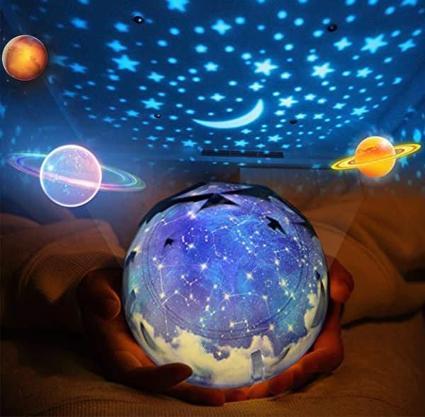 Roterende Starlight Red Light District, Baby Night Light Led, 5 utskiftbare stiler, dekorasjon