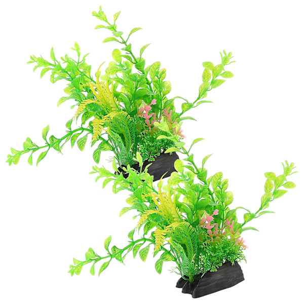 2 stk. Akvarie Fisk Tank Landskabskunst Kunstige Planter Plast Faux Plante Dekoration Simulering Plante Model（19.00X8.00X4.70CM，2）