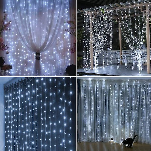 300 LED Gardinlys, USB-drevet lyslenke med 8 moduser