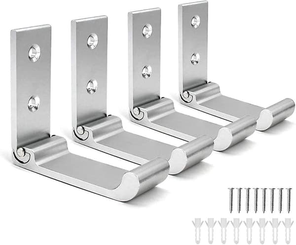 Fällbar väggkrok, osynlig fällbar väggkonsol, 4 st aluminium väggmonteringspresent