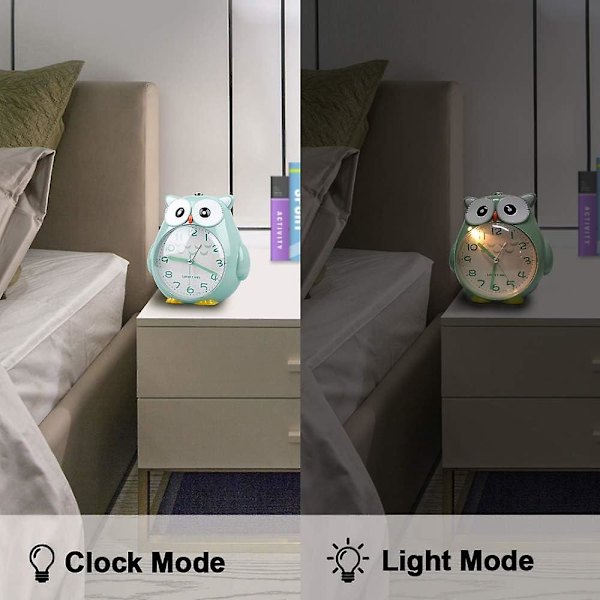 Vækkeur til børn uden tikkende lyd Børneur med natlys, soveværelse snooze-funktion ur