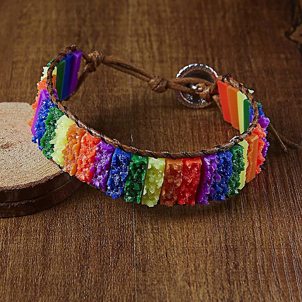 Natursten Rør Perler Læder Wrap Armbånd Par Armbånd Til Voksne（E）
