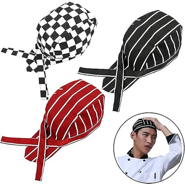 Dww-5PCS Kokkehat Bomuld Justerbar Japansk Kokkehat Kokkebandana Hat Kokkebandana til Køkkenmad