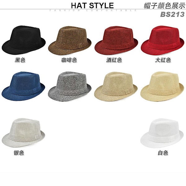 Topphatt enfärgad jazzhatt herr brittisk hatt damer all-match casual solskydd fyra årstider cowboyhatt gentlemanhatt