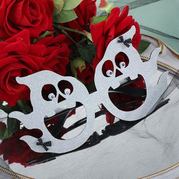 Sæt med 4 Halloween-tema festbriller: græskar, kat, edderkop, spøgelse, til Halloween festdekorationer
