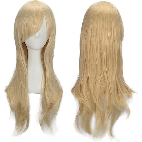 Dam blond peruk full lång lockig peruk för dam flickor kostymfest peruk Acsergery present