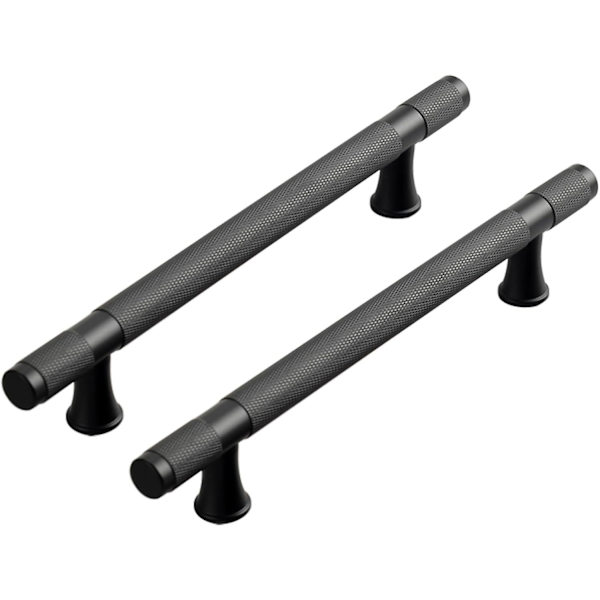 Mustat keittiön kaapin vetimet, uurretut kaapin vetolaatikon vetimet, alumiiniseoskalusteiden ovennupit, 2 kpl (pituus 150 mm)