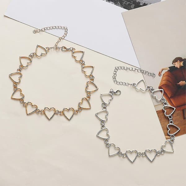 2x Choker Halsband Geometrisk Cirkel Statement Choker 28+7 cm Hänge