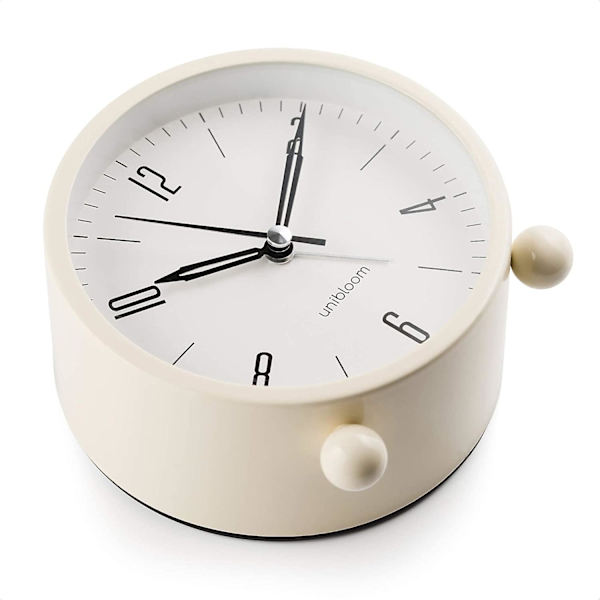 Tyst väckarklocka - Analog väckarklocka utan tickande med varmt ljus - Minimalistisk rund