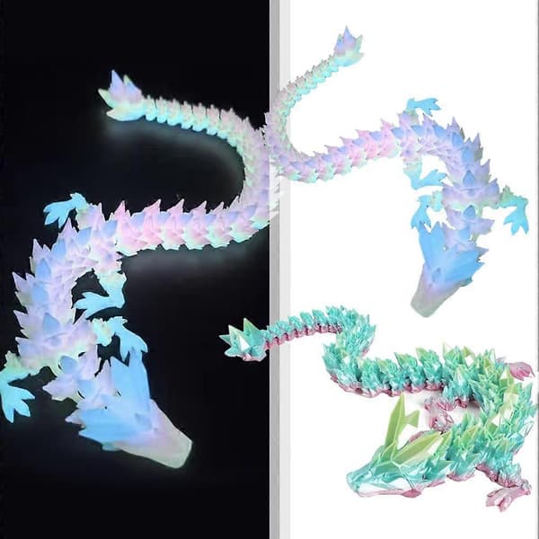 3D-printet krystal-drage leddelt dekoration mini selvlysende fødselsdagsgaver no luminous