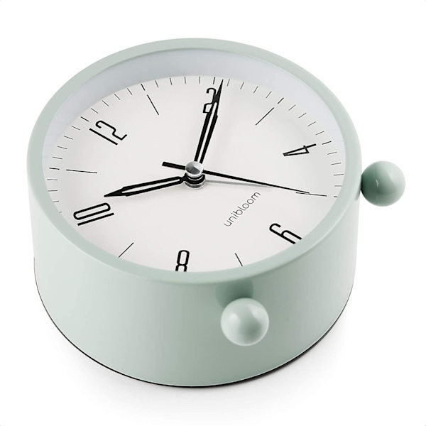 Tyst väckarklocka - Analog väckarklocka utan tickande med varmt ljus - Minimalistisk rund