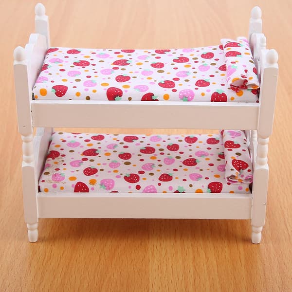 1:12 Dockhus Mini Möbler Barn Sovrum Modell Våningssäng Leksaker (Rosa jordgubbe)