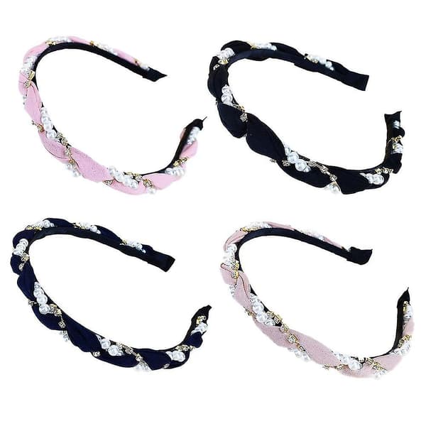Mode Rhinestone Pandebånd Med Faux Perle Elastiske Tynde Hårbøjler Hår Tilbehør Til Kvinder Og Piger