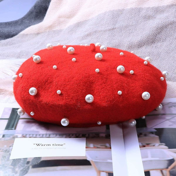 Beret Perle Efterår Vinter Cashmere Beret Stjerneperleperle Nitte Uld Beret