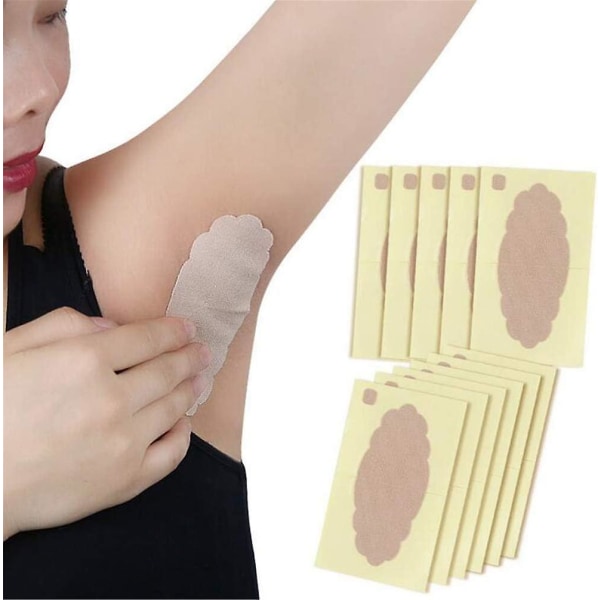 Underarms svettabsorberande kuddar, 10 osynliga självhäftande antiperspirantplåster i bomull under armarna, engångs anti-svettabsorberande deodorant