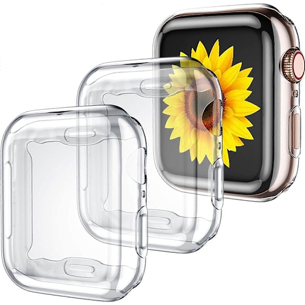 Apple Watch-fodral 40mm Serie 6 Serie 5 med skärmskydd, 3-pack Mjukt Transparent TPU Allround Skyddande Fodral för iWatch Serie 4 40mm (3C