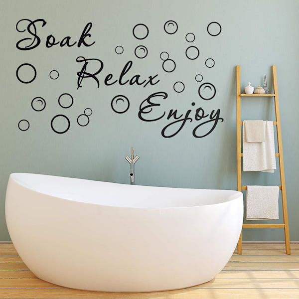 2 kappaletta kylpyhuoneen seinätarraa Soak Relax Enjoy Kylpyhuoneen säännöt seinätarra vinyyli