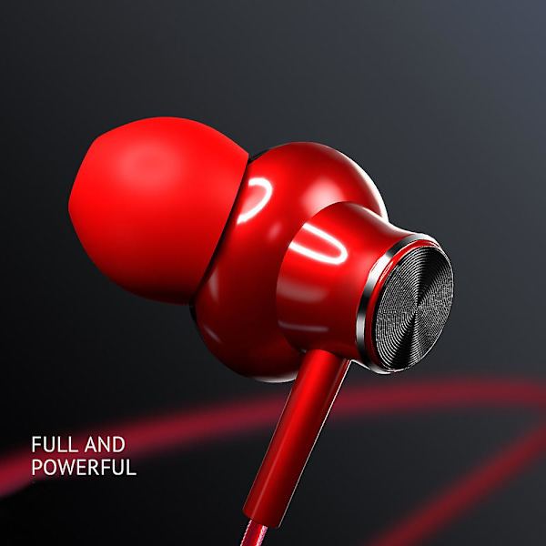 USB Type-C -kuulokkeet In-Ear Stereo Bass -kuulokkeet mikrofonilla - Punainen