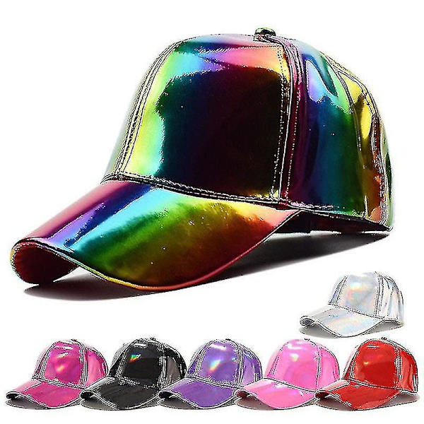 Blændende maling overflade baseball cap street scene performance hat pu duck tunge spejl g-dragon caps（hvid）