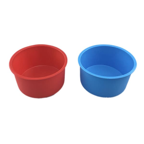 10 cm (rød + blå) + 15 cm (rosa + lilla) rund silikonkakeform | Kakeform