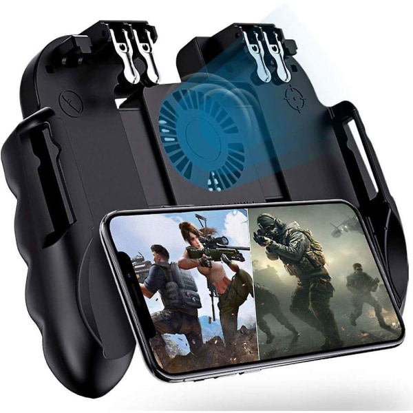 4-triggers mobil spelkontroll med kylfläkt för Pubg/Call Of Duty/fortnite [6 Finger Operation] L1r1 L2r2 Gamepad Gamepad Mobile Controller