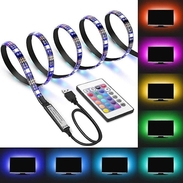 Led-remsor 6,56 fot Usb Tv-bakgrundsbelysning Dc 5v Rgb-remsor för 40 till 60