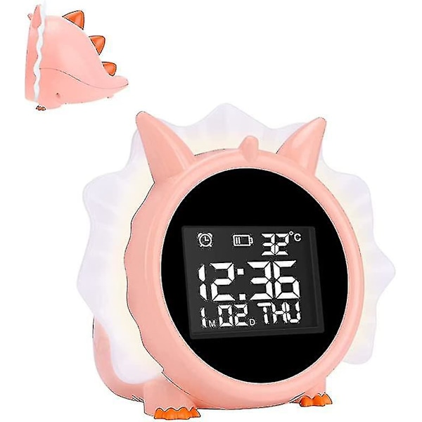 Barnealarmklokke, Dinosaur Digital Alarm Clock, Toddler Oppladbare Usb-klokker Med Nattlys For Jenter Gutter
