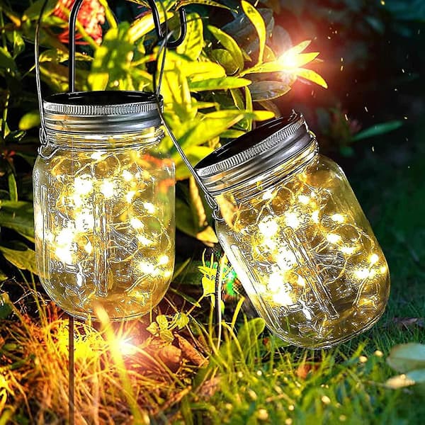 Hängande Solar Mason Jar Lock Lights, 1-pack 20 LED String Fairy Starry Jar Light, ipx5 Vattentät Lampa
