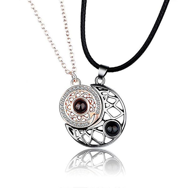 Evago Uusin aurinko-kuu-tähtipari kaulakoru magneetti keskinäinen vetovoima Ystävänpäivä riipus Choker（Kaksi väriä）