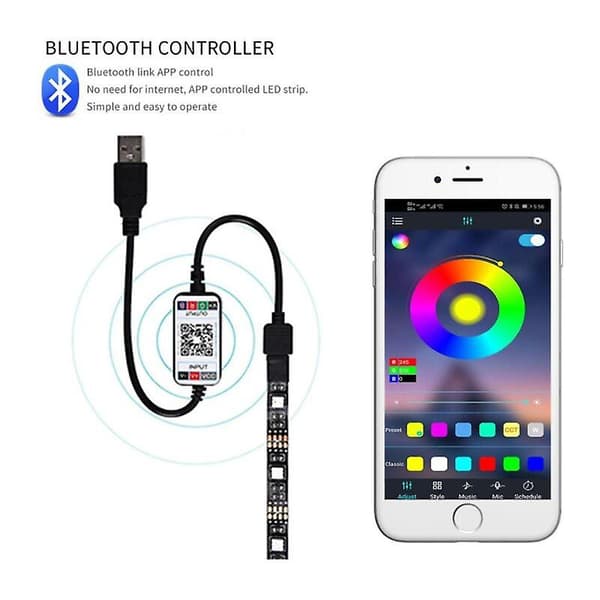Led-ljusrampset Usb5v Vattentät Stämningsljusramp (2m) Present