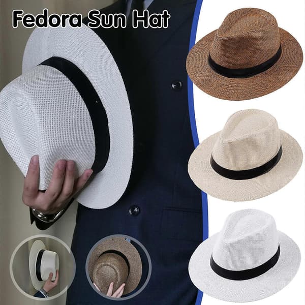 Panama stråhat 58-60 cm solhat med flad skygge til sommerbrug udendørs beige