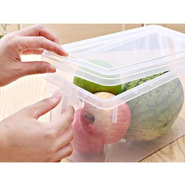 Förvaringsbehållare av plast Fyrkantig organizer Stackableorganizer Handtag Köksbehållare med lock
