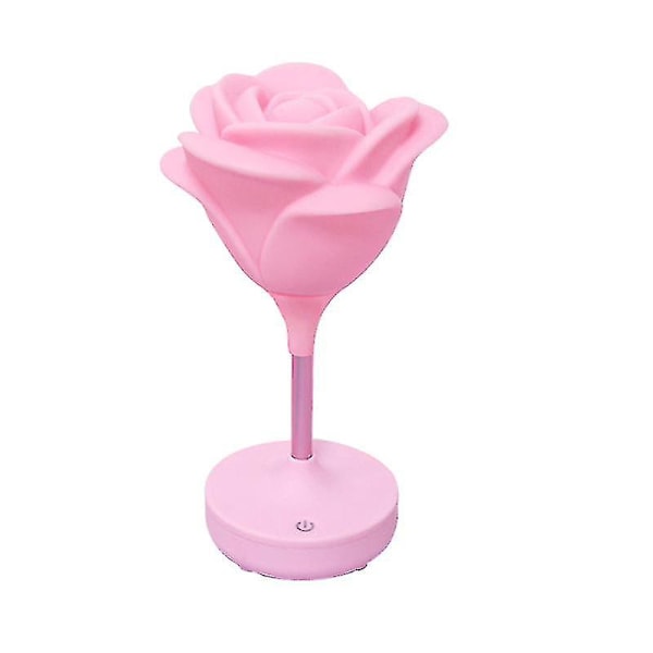 3D Roseformet USB-oppladbar lampe berøringsnattlys 3 innstillinger dimbar dekorativ romantisk lampe