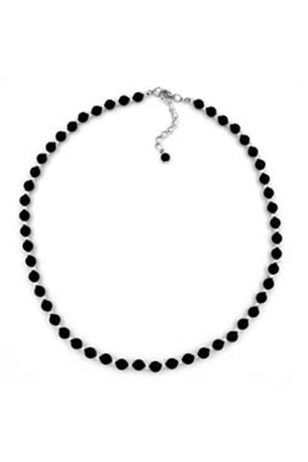 Halsband Svarta/silverfärgade Pärlor - Gl07002