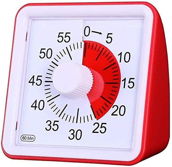 Visuell analog timer, tyst nedräkningstimer, tidsstyrningsverktyg för barn och vuxna