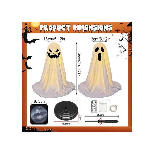 Lysende Halloween-dekorasjon - NIKCORP - Sett med 2 spøkelser - Fjernkontroll - LED - 36 cm