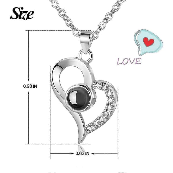 Dam 925 Sterling Silver Jag Älskar Dig Halsband 100 Språk Kärlekshalsband